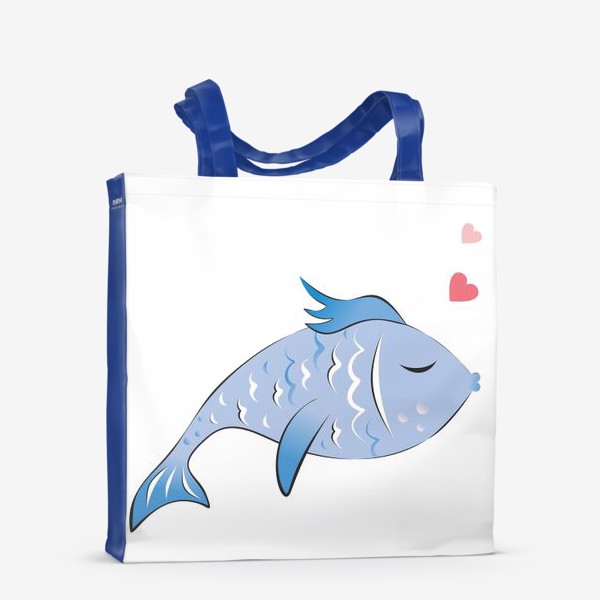 Сумка-шоппер «Парный принт Синяя рыба с сердцем»