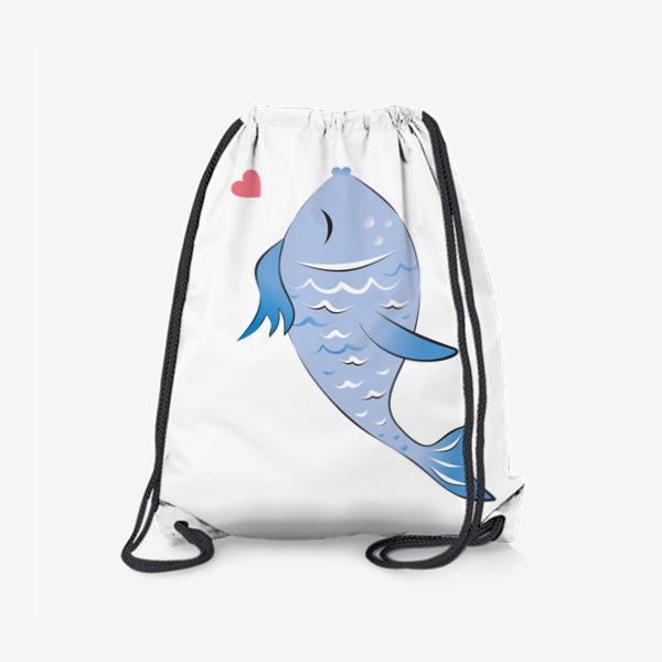 Рюкзак «Парный принт Синяя рыба с сердцем»