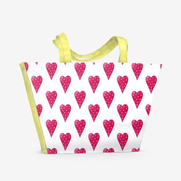 Пляжная сумка «Орнамент из красных сердечек»