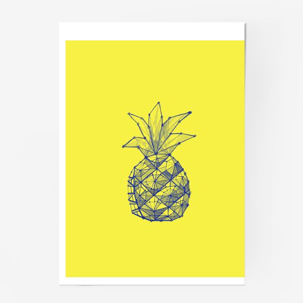 Постер «Иллюстрация ананас геометрия скетч желтый»