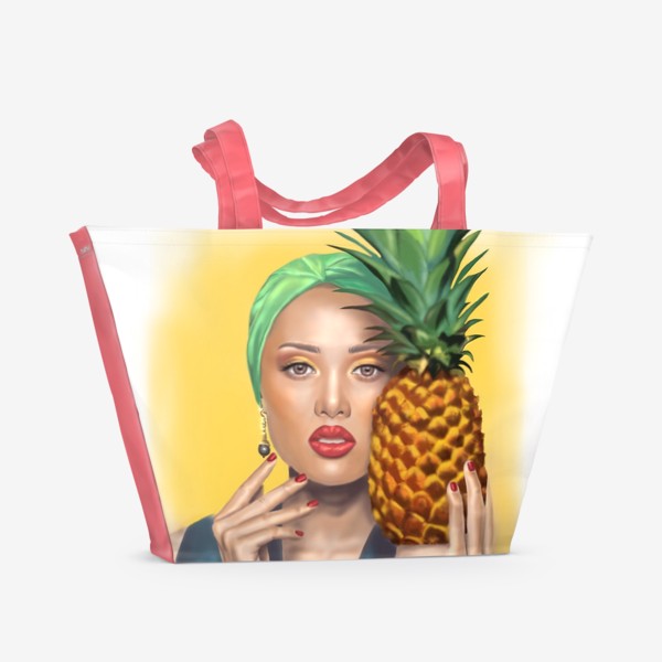 Пляжная сумка «Девушка и ананас»