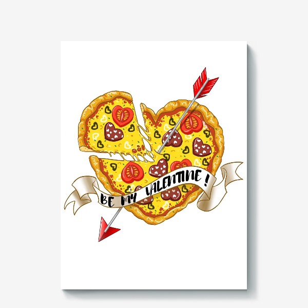 Холст «пицца на день святого валентина»