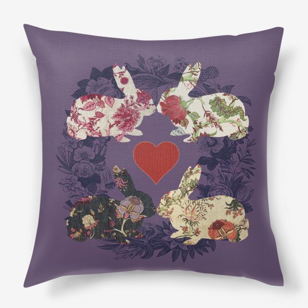 Подушка «кролики фиолетовые»