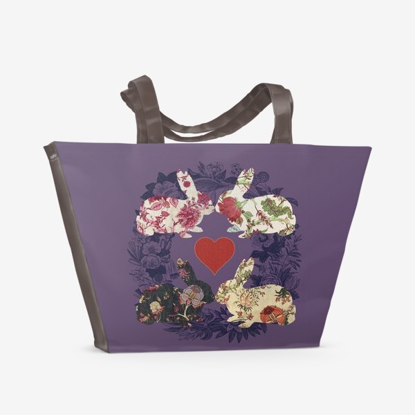Пляжная сумка «кролики фиолетовые»