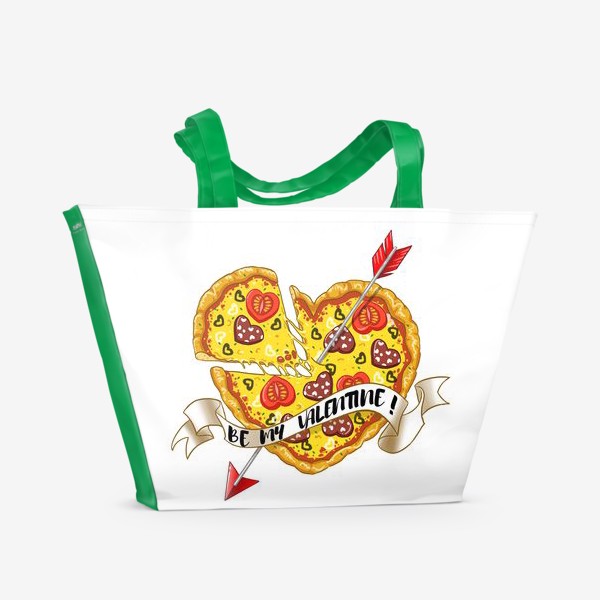 Пляжная сумка «пицца на день святого валентина»