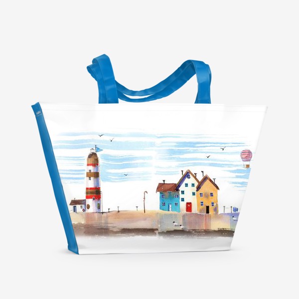 Пляжная сумка «МАЯК С ДОМАМИ»