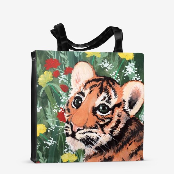 Сумка-шоппер «Тигр в поле с цветами»