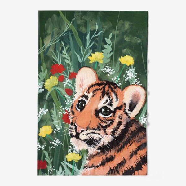 Полотенце &laquo;Тигр в поле с цветами&raquo;