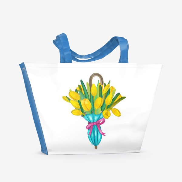 Пляжная сумка «Весенние тюльпаны в зонтике»