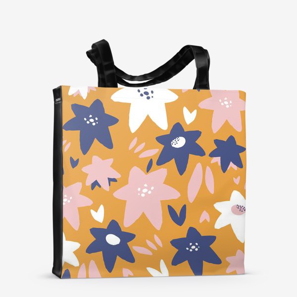 Сумка-шоппер «Абстрактные цветы-звёзды»