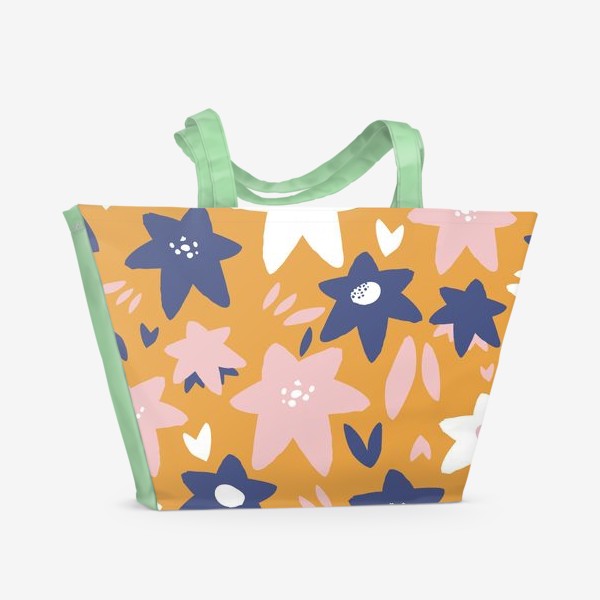 Пляжная сумка &laquo;Абстрактные цветы-звёзды&raquo;