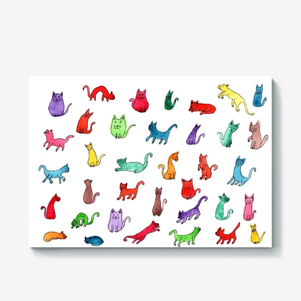 Холст «Разноцветные коты»