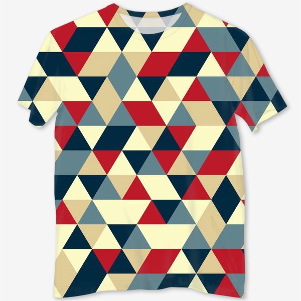 Футболка с полной запечаткой &laquo;Абстрактный геометрический фон из разноцветных треугольников&raquo;