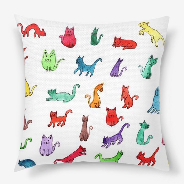 Подушка &laquo;Разноцветные коты&raquo;