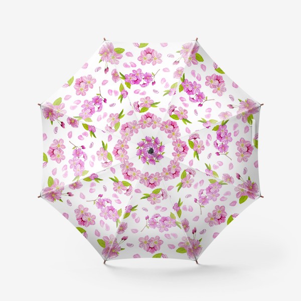 Зонт «Цветущая вишня паттерн на белом фоне»