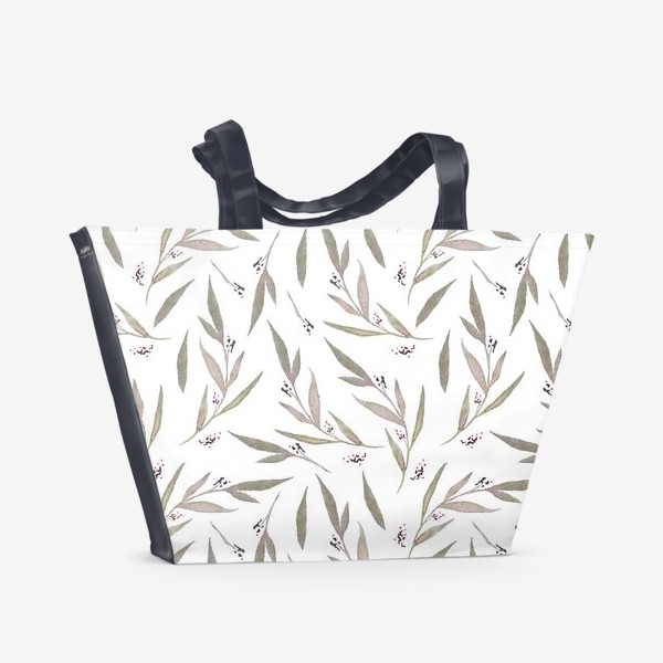 Пляжная сумка &laquo;Паттерн из акварельных листьев&raquo;