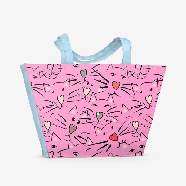 Пляжная сумка «Усы и сердечные носы в розовом»