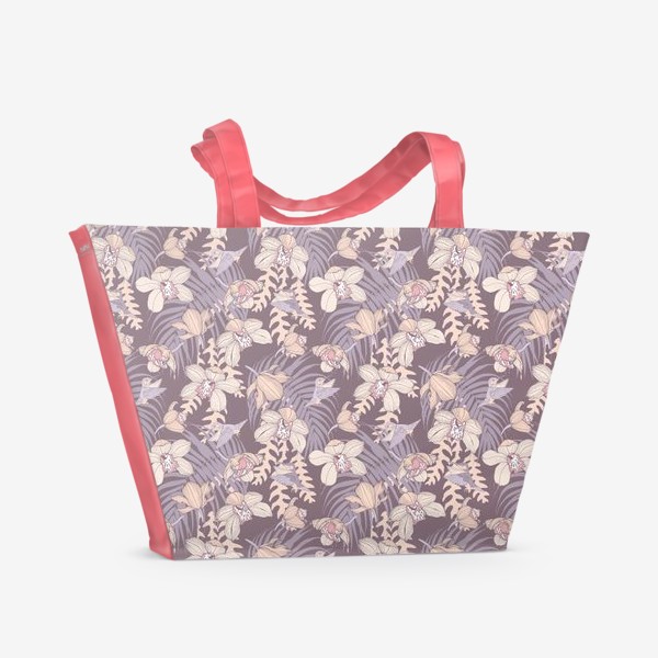 Пляжная сумка «орхидеи и колибри»