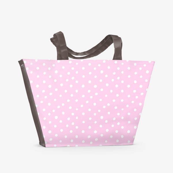 Пляжная сумка «Паттерн полька дот на розовом фоне»