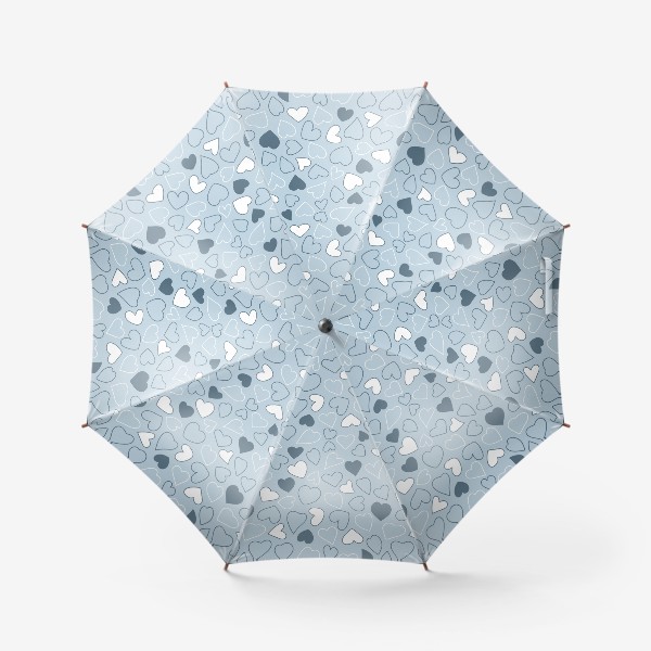 Зонт «Сердечки на голубом фоне,»