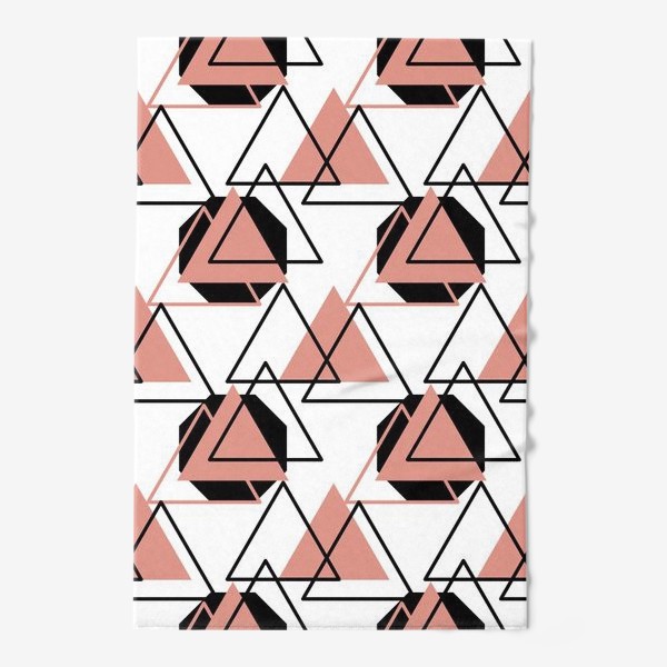 Полотенце &laquo;Геометрия, Розовые и черные треугольники&raquo;