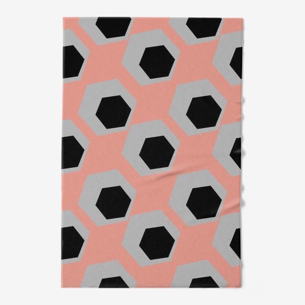 Полотенце «Яркие шестиугольники на розовом »