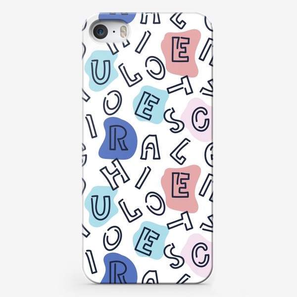 Чехол iPhone «Буквы латинского алфавита. Абстрактные цветные пятна.»