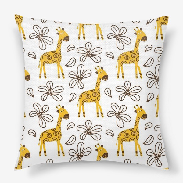 Подушка «Жирафы и цветы»