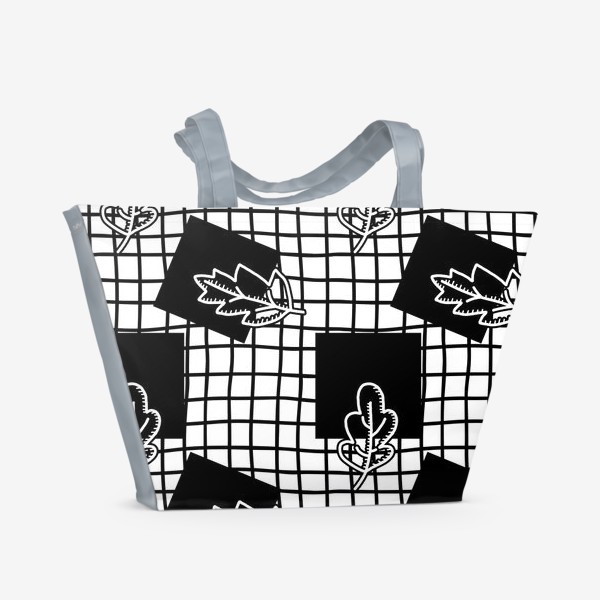 Пляжная сумка « Черно-белые листья»