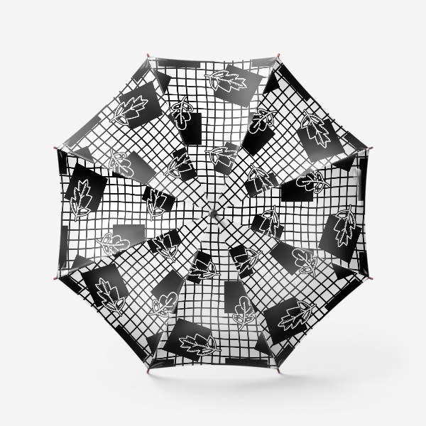 Зонт « Черно-белые листья»