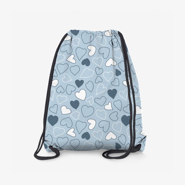 Рюкзак «Сердечки на голубом фоне,»