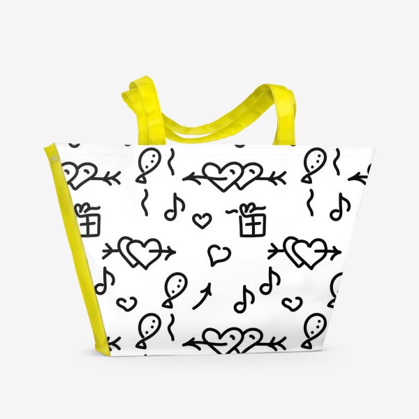 Пляжная сумка «Сердечки, шарики, подарки,»