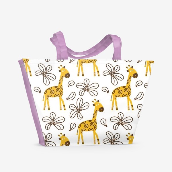Пляжная сумка &laquo;Жирафы и цветы&raquo;