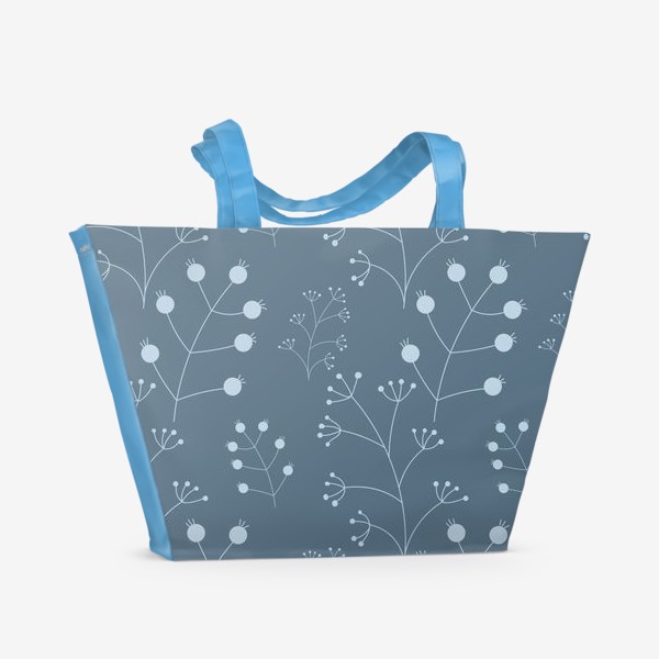 Пляжная сумка «Ягоды - веточки на синем»