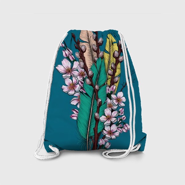 Рюкзак «цветы и перья»