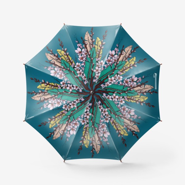 Зонт «цветы и перья»