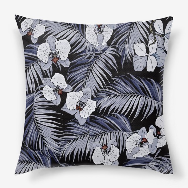 Подушка «Синие тропики и орхидеи»