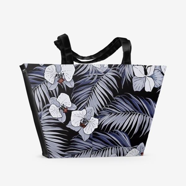 Пляжная сумка «Синие тропики и орхидеи»