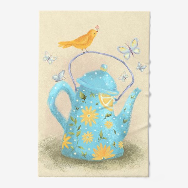 Полотенце «Чайник с жёлтыми цветами»