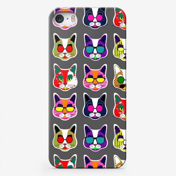 Чехол iPhone «Цветные коты»