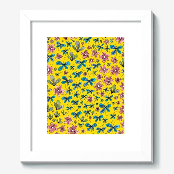 Картина «Цветы и бабочки»