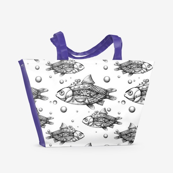 Пляжная сумка «паттерн с рыбами»
