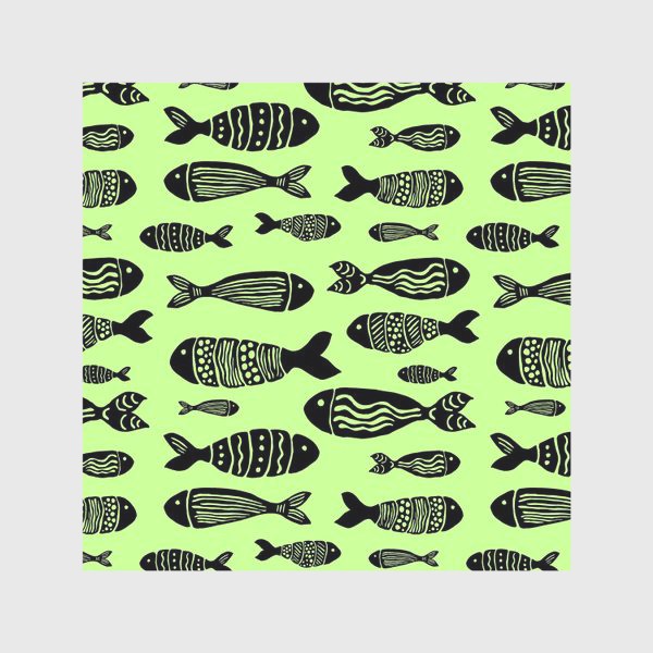 Скатерть «Рыбы (черные на зеленом)»