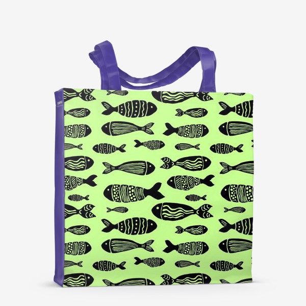 Сумка-шоппер «Рыбы (черные на зеленом)»
