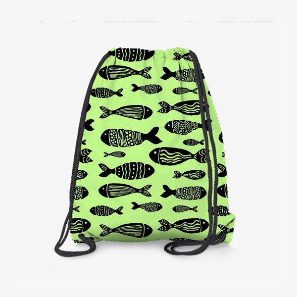 Рюкзак «Рыбы (черные на зеленом)»