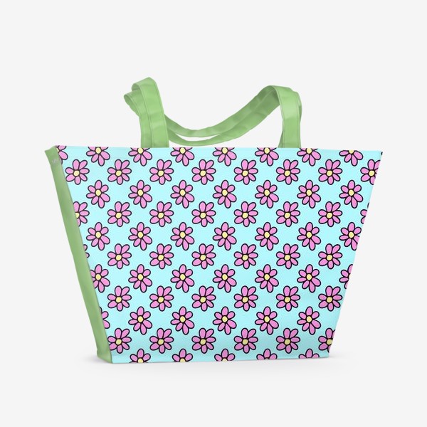 Пляжная сумка «розовые цветы яркий летний паттерн»