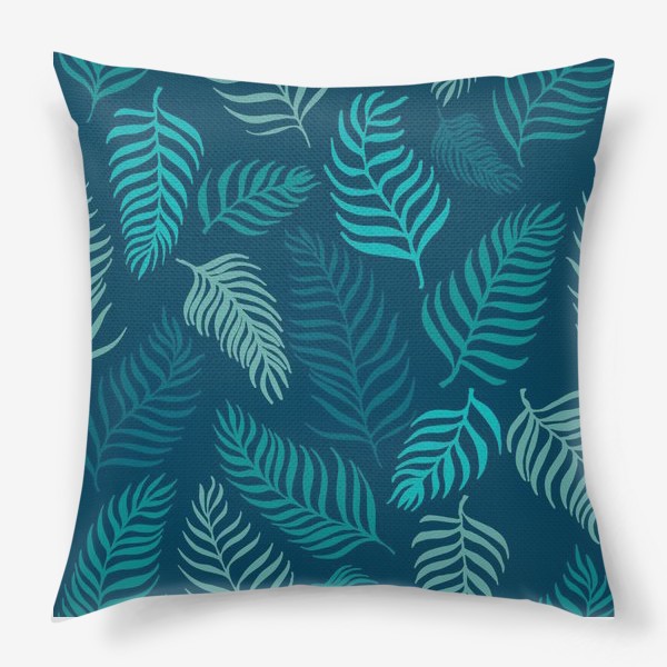 Подушка «Голубые пальмовые листья»