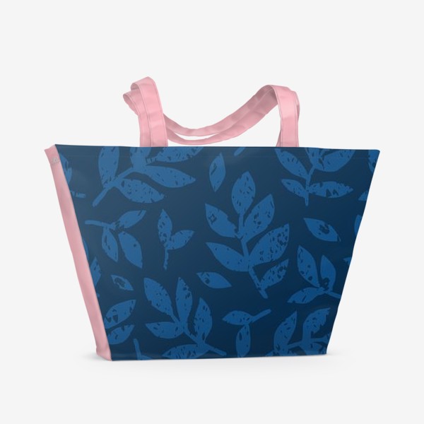 Пляжная сумка «Темно-синие листики»