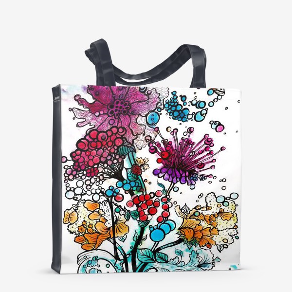 Сумка-шоппер «Акварельная абстракция, цветы»
