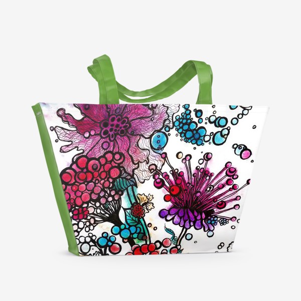 Пляжная сумка &laquo;Акварельная абстракция, цветы&raquo;